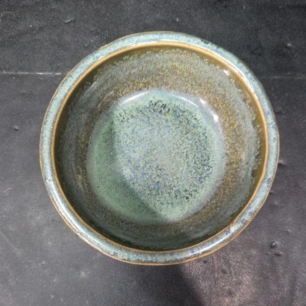 Zanesville Stoneware Blue Homespun Bowl #8004, Vintage Stoneage Modern Pottery‎